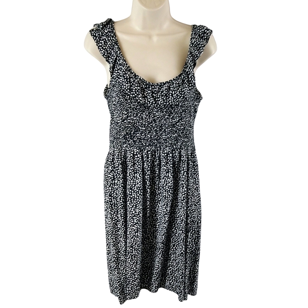 LOFT Black and White Patterned Sun Dress